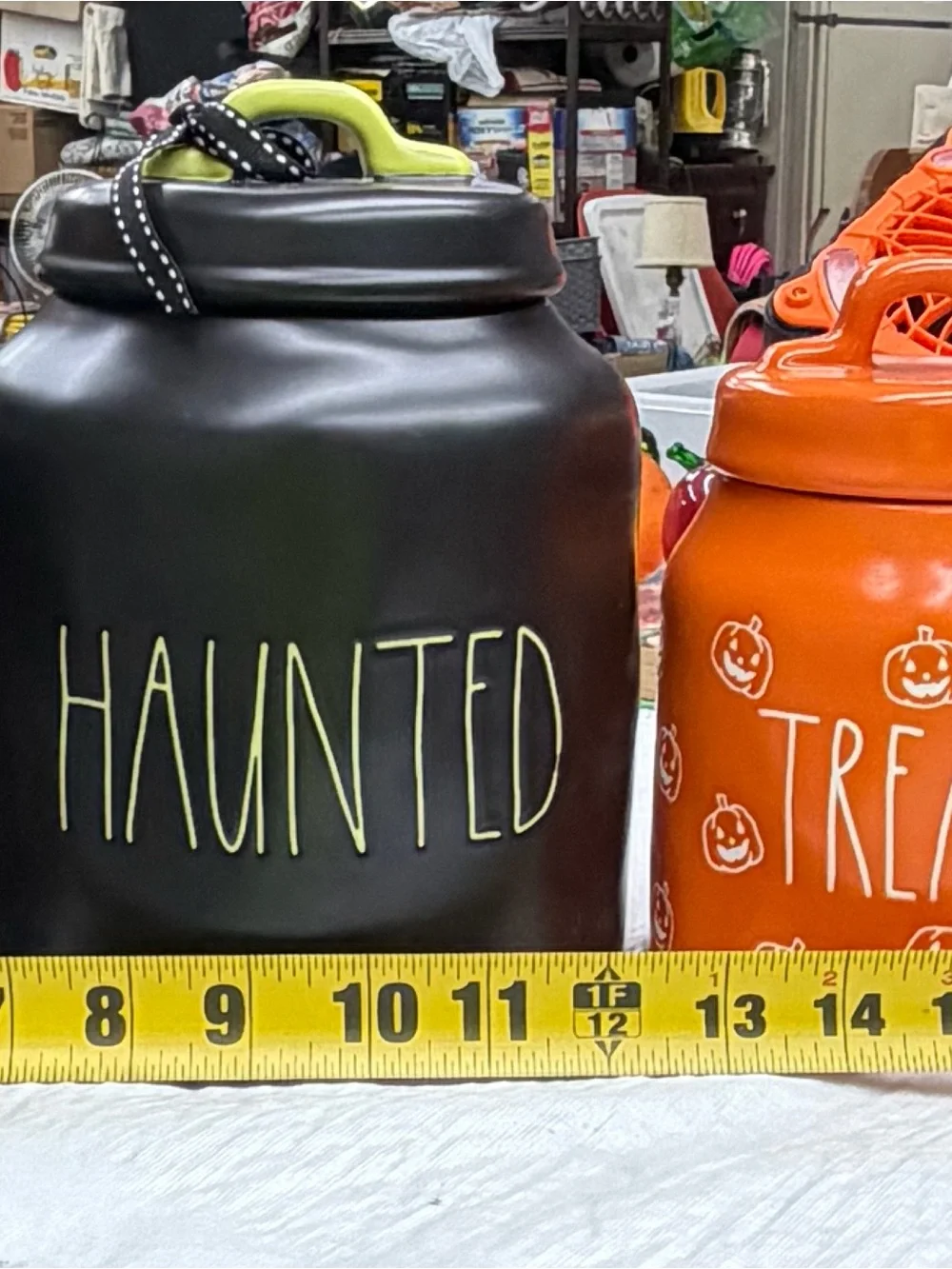 Set of 4 canisters Haunted & Treats Halloween - Black and Orange